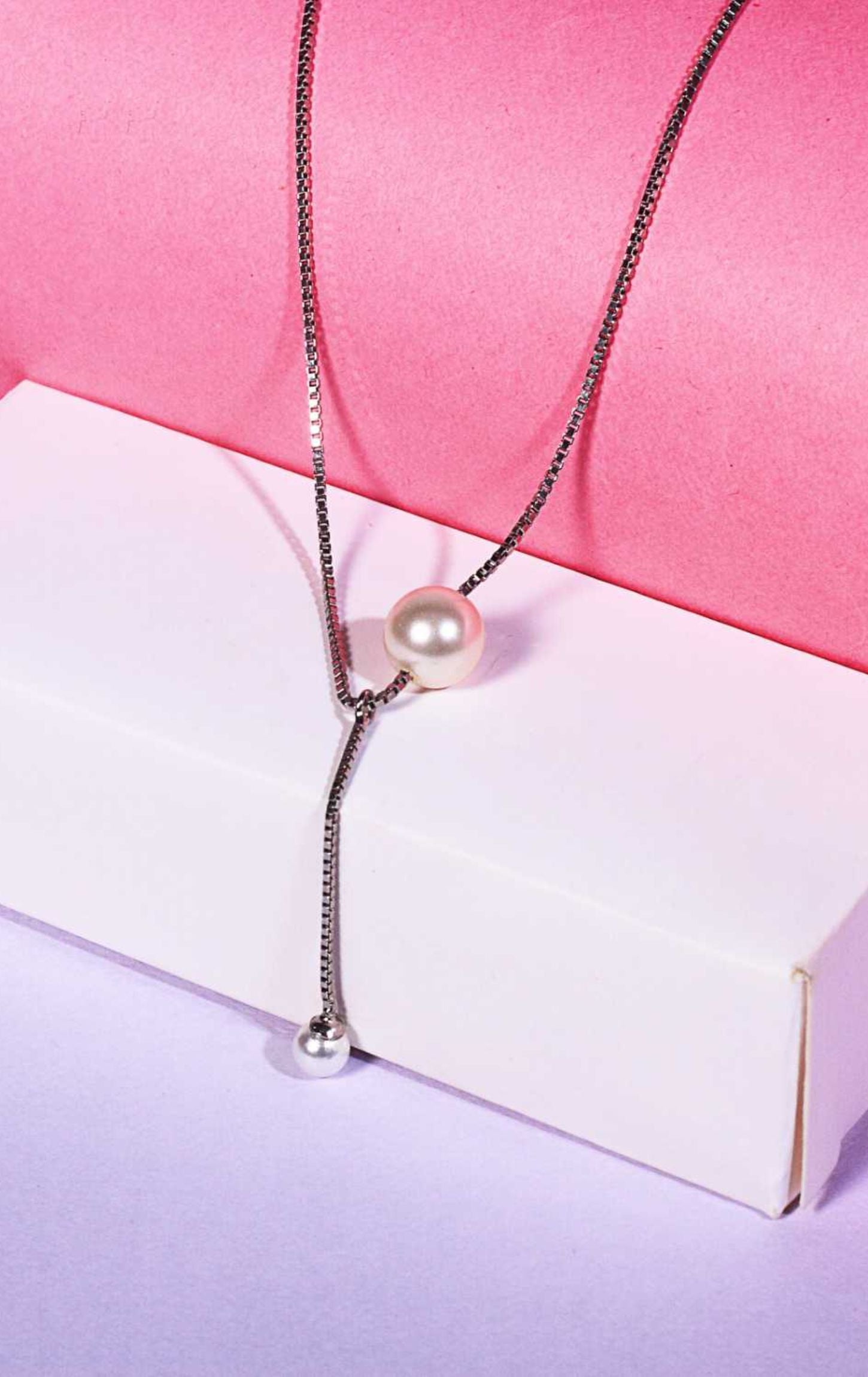 Pearl Dropping Pearl Charm Chain Silver